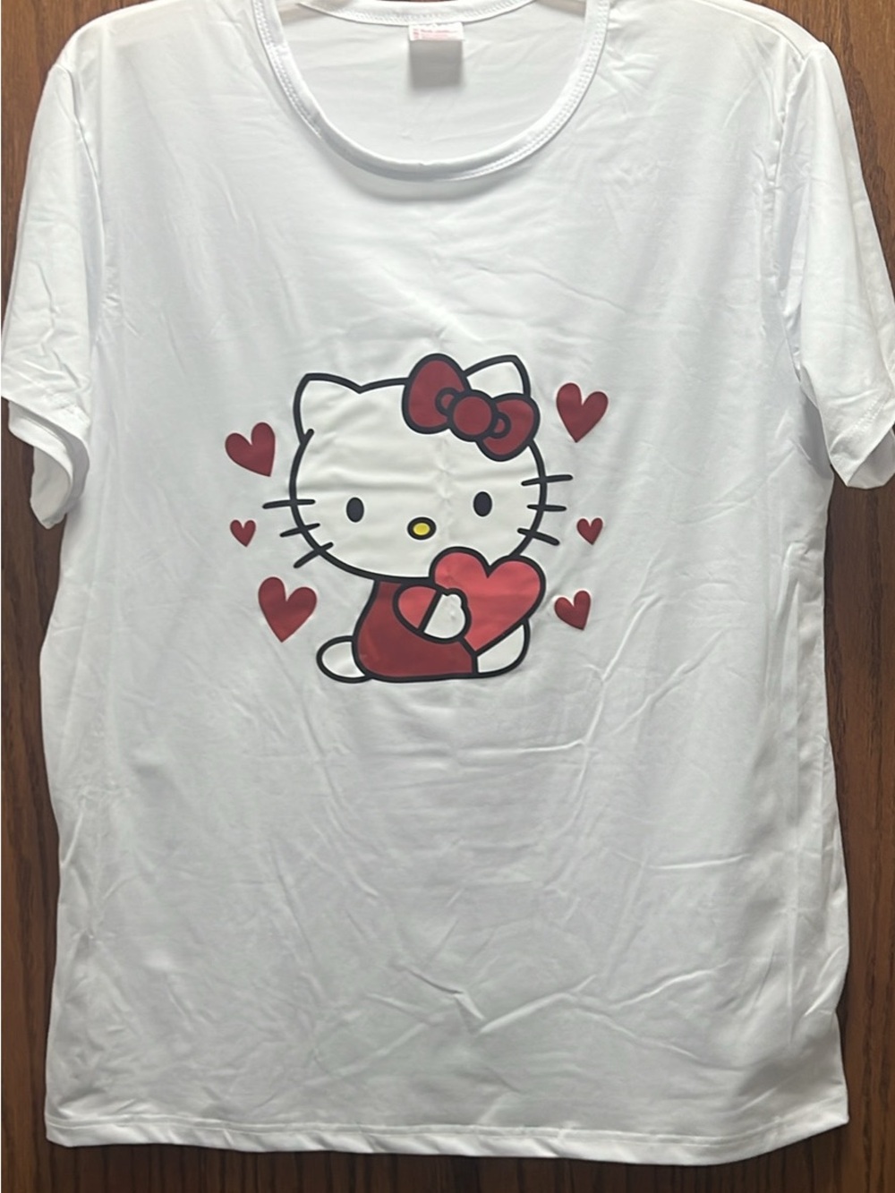 Hello Kitty White Tee with Red Heart Graphic